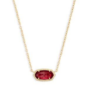 Elisa Gold Pendant Necklace in Berry Glass